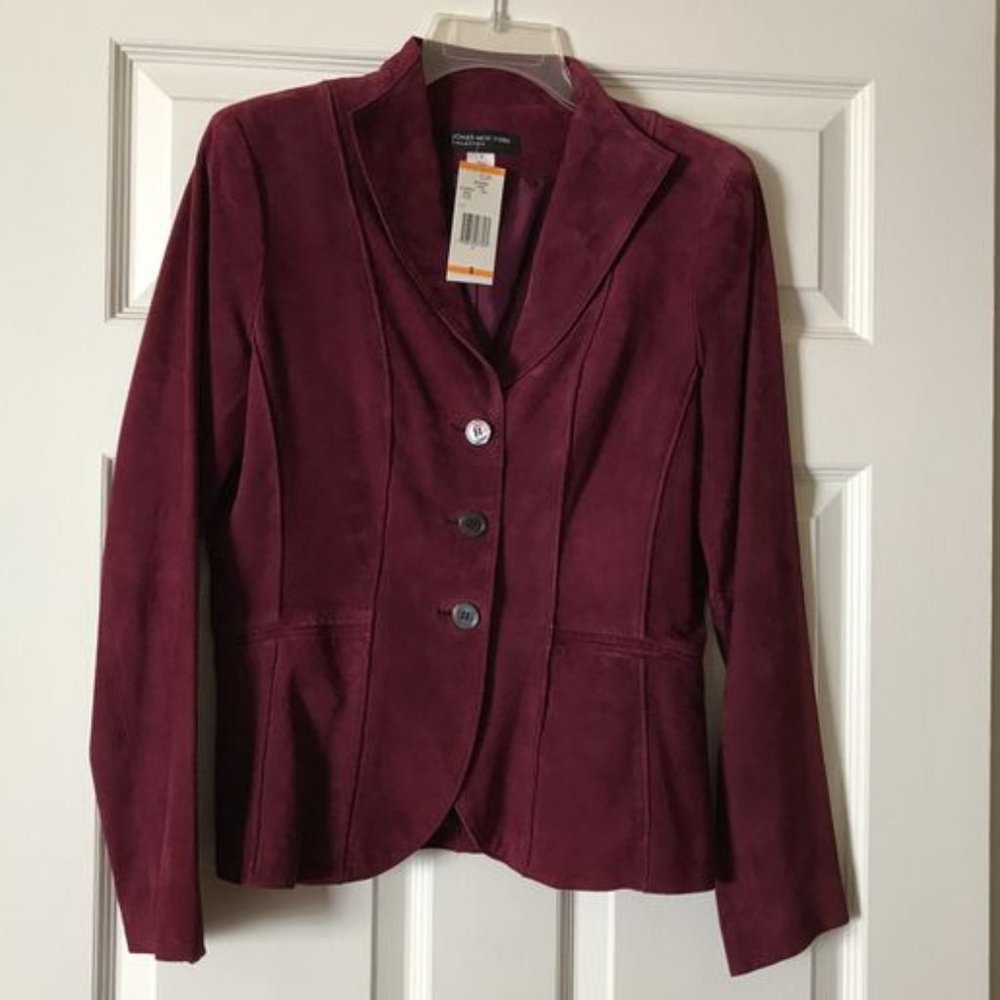 Jones New York suede jacket, NWT small, mulberry